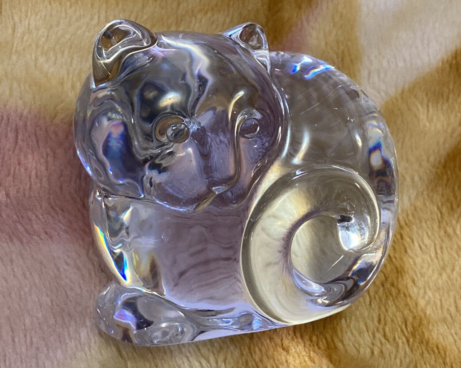 TIFFANY & CO Crystal Cat Paperweight  3.5\