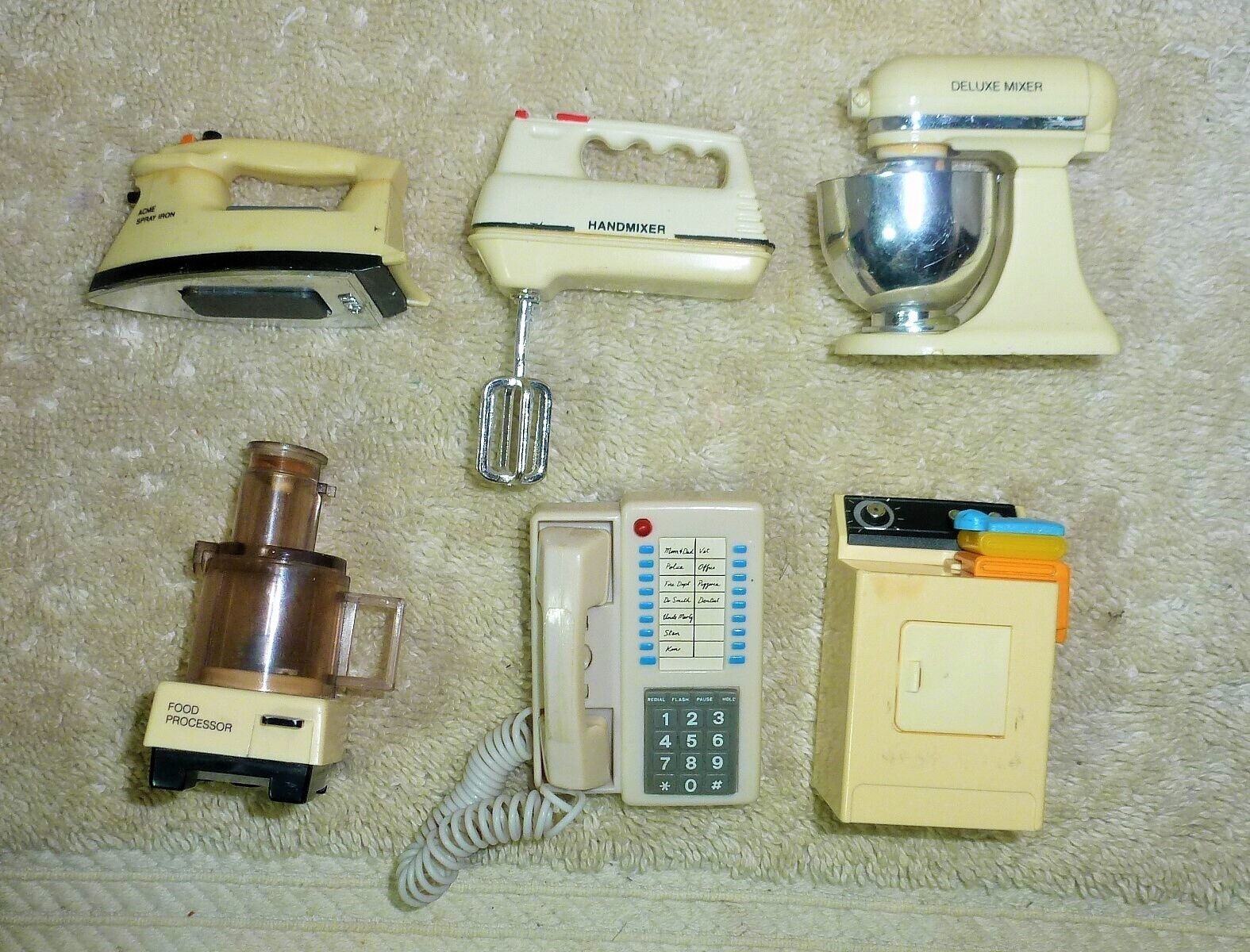  Vtg 90\'s ACME Set x 6 Kitchen Appliance Magnets Telephone, Mixer, Iron, Dryer
