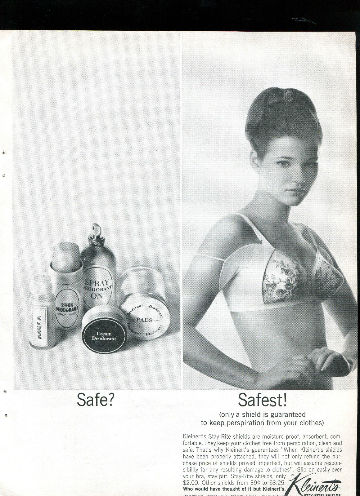 1963 Kleinert\'s Stay-Rite Slip On Print Ad sexy woman in bra