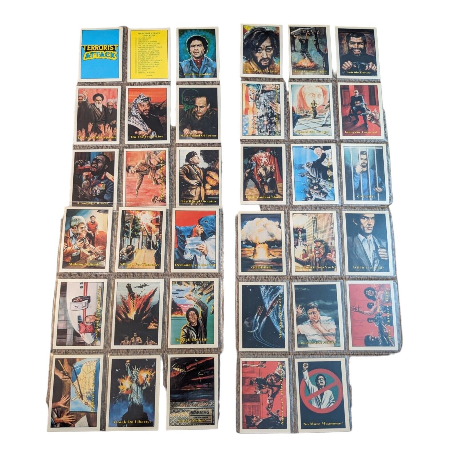 Terrorist Attack Complete 35 Card Set Piedmont 1987 Vintage RARE Must See
