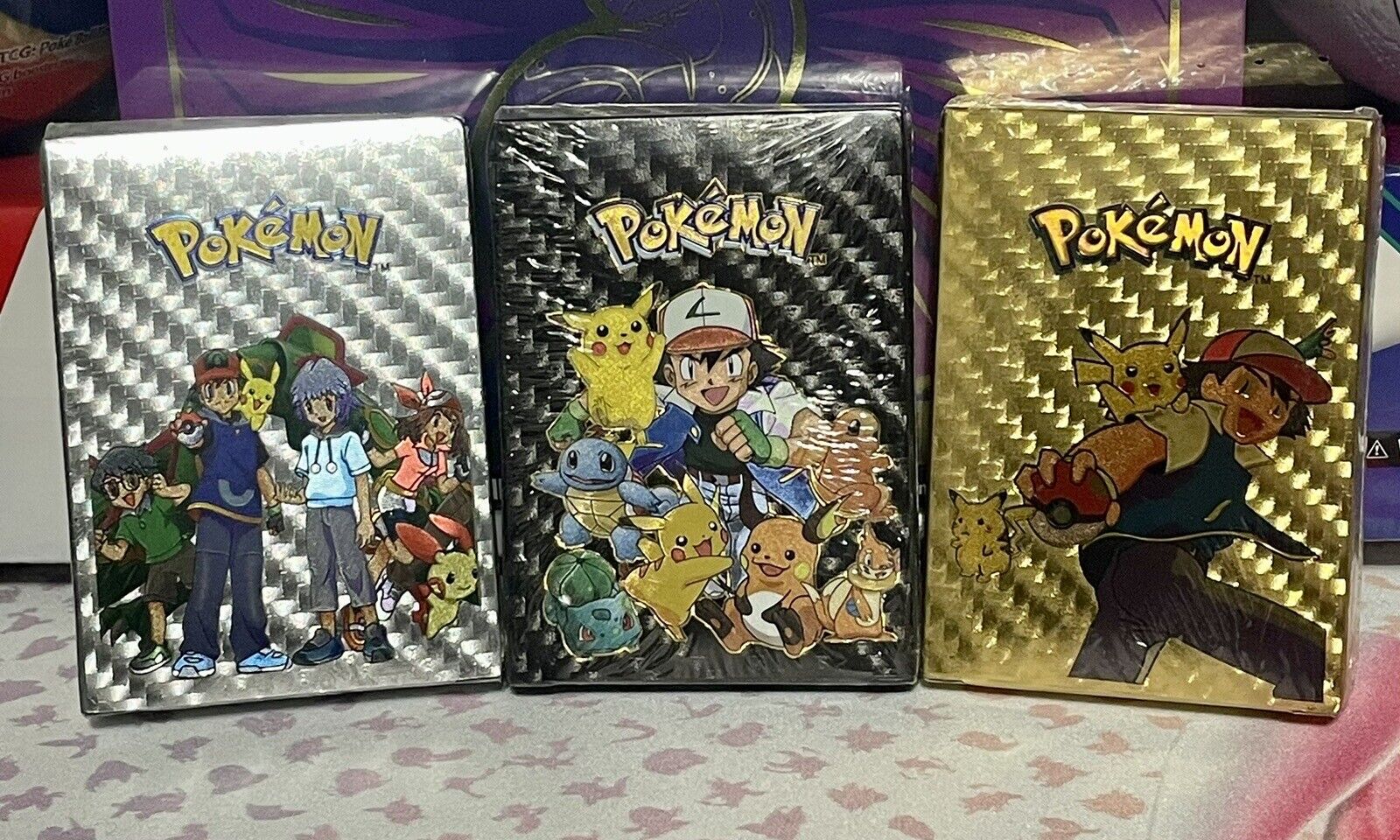 Factory Sealed Black,Gold And Silver Foil Pokémon Fan Art Card Box Lot 