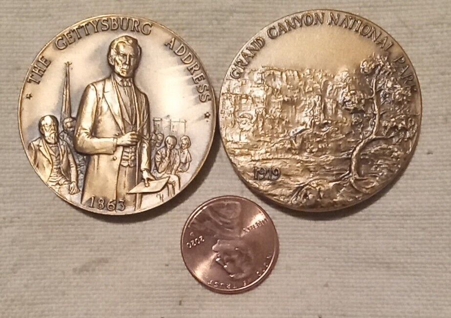 Maco Bronze Medal Of the Gettysburg Address, & Grand Canyon.
