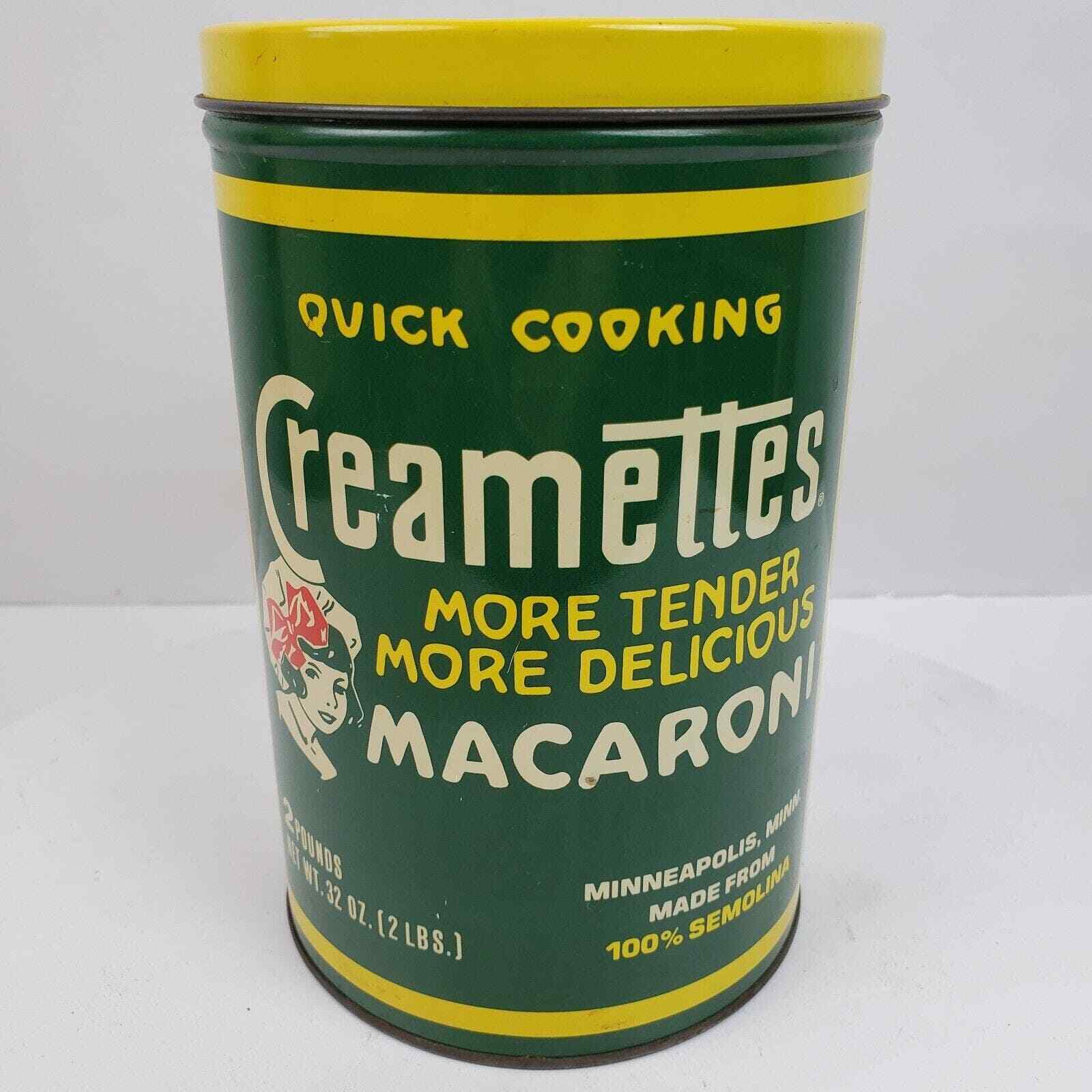 Vintage 1900s Replica Creamettes Quick Cook Macaron Tin 8x5 Inch Advertising