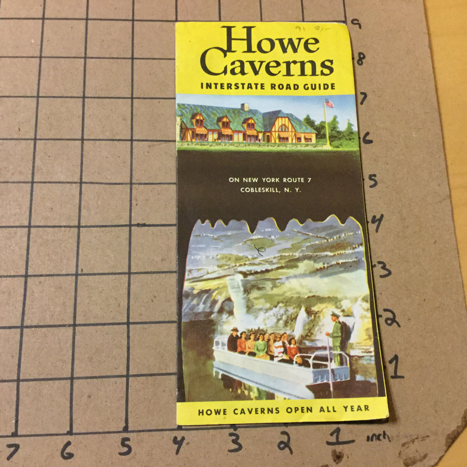 Original Vintage Brochure: 1958 HOWE CAVERNS Interstate Road Guide; NY 