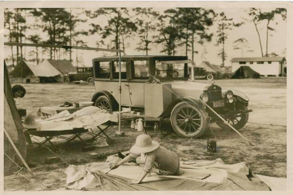 Old 4X6 Photo 1920's An Auto Camping Scene, Miami, FL 101826
