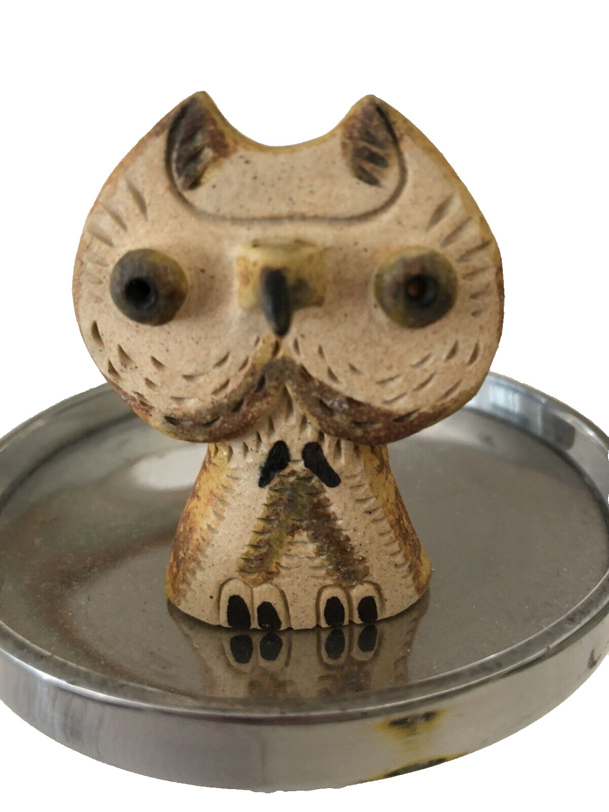 Rare JACKY COVILLE French Ceramic Petite Owl Chouette Sculpture 2.25\