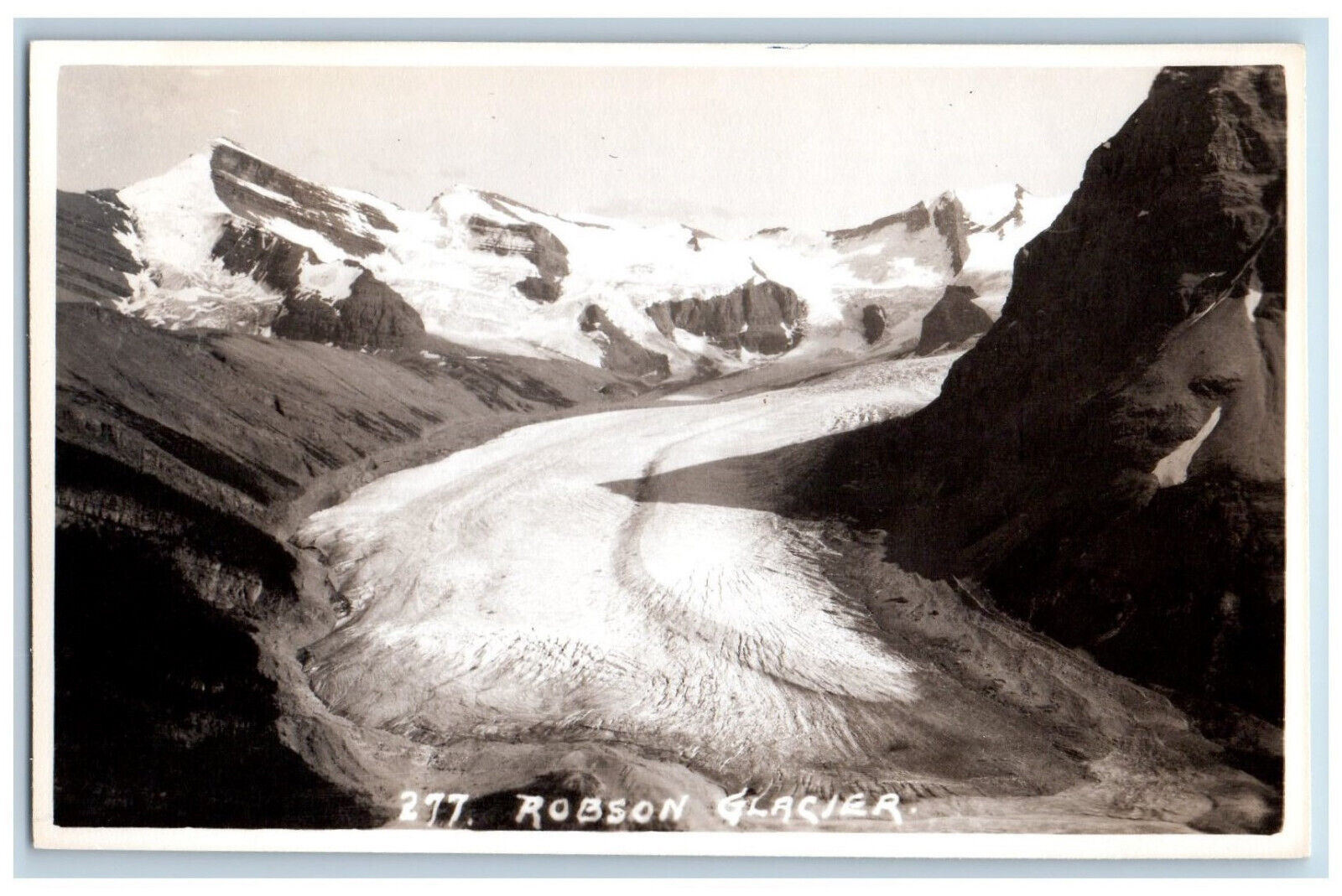 British Columbia Canada Postcard Robson Glacier Byron Harmon c1920's RPPC Photo