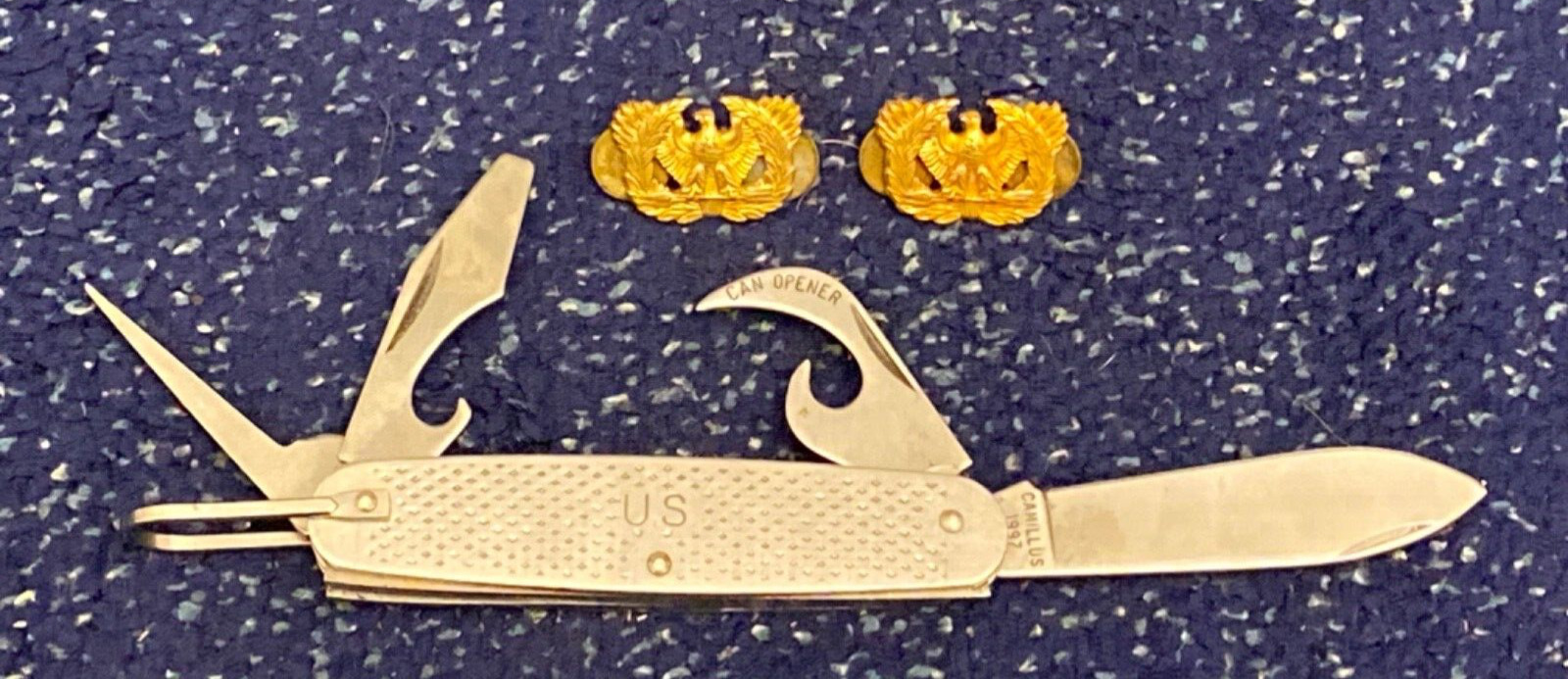 1997 VTG US Military Camillus Stainless Folding Pocket Knife 4 Blade lot  pins