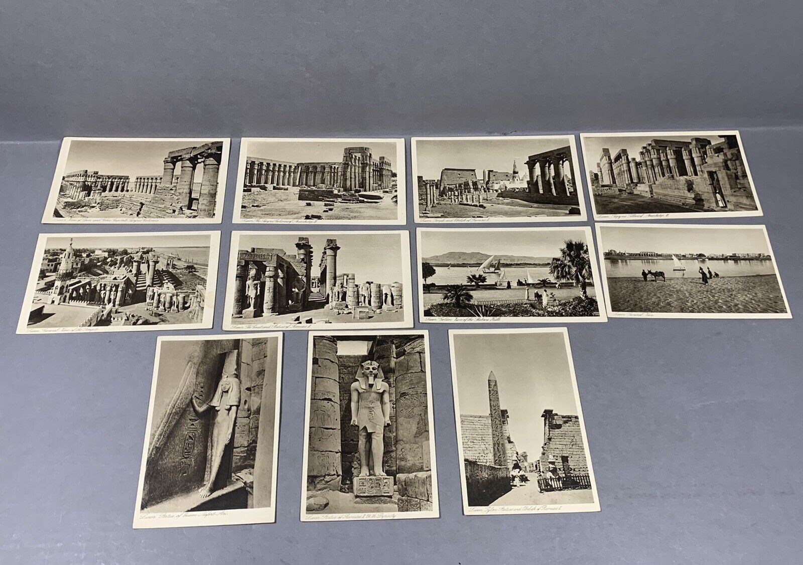 Vintage Old Early 1900s Luxor Egypt Unposted Postcard Lot Rameses Temple Statues