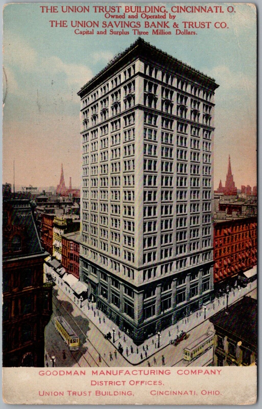 Goodman Manufacturing Co Union Trust Building Cincinnati Ohio 1913 Postcard L311