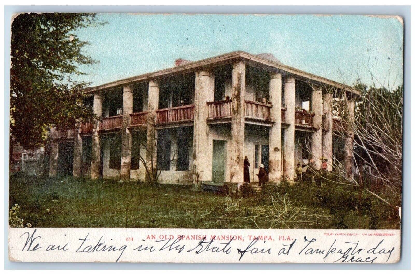 Tampa Florida FL Postcard Old Spanish Mansion Building Exterior View 1906 Posted