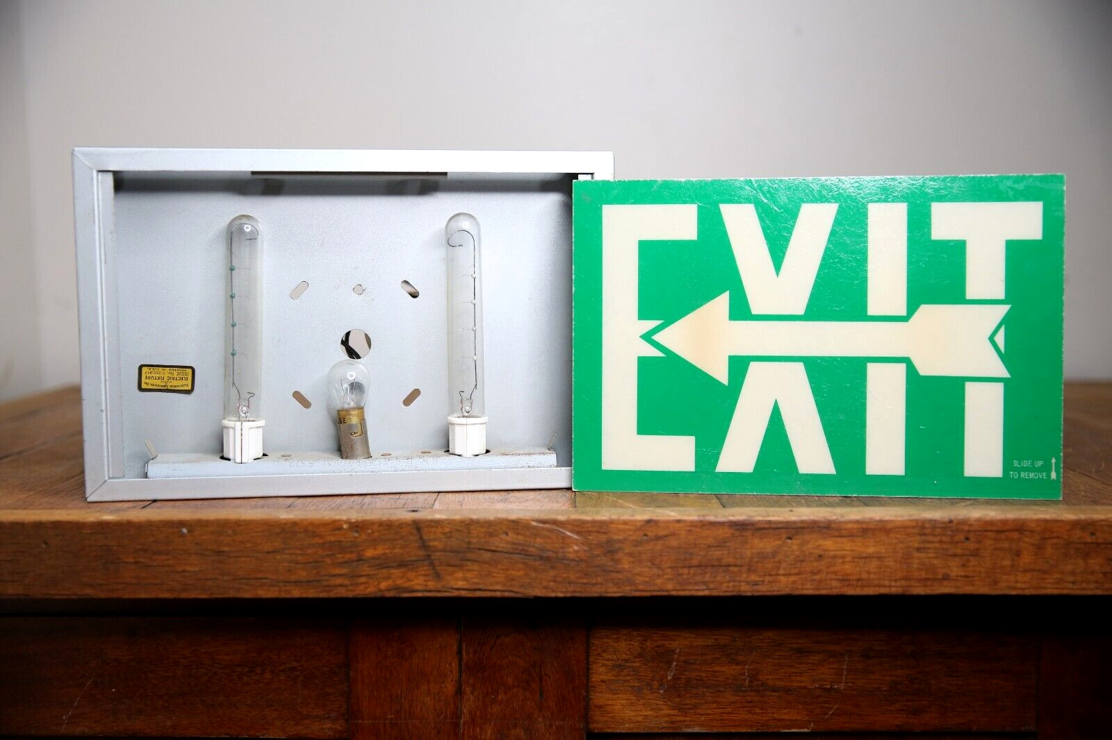 Vintage Exit Sign Electric Lighted Sign Green Letters with Arrow