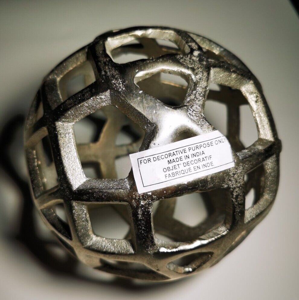 Vintage Indian Modernist Cast Aluminum Sphere Art Sculpture 8\