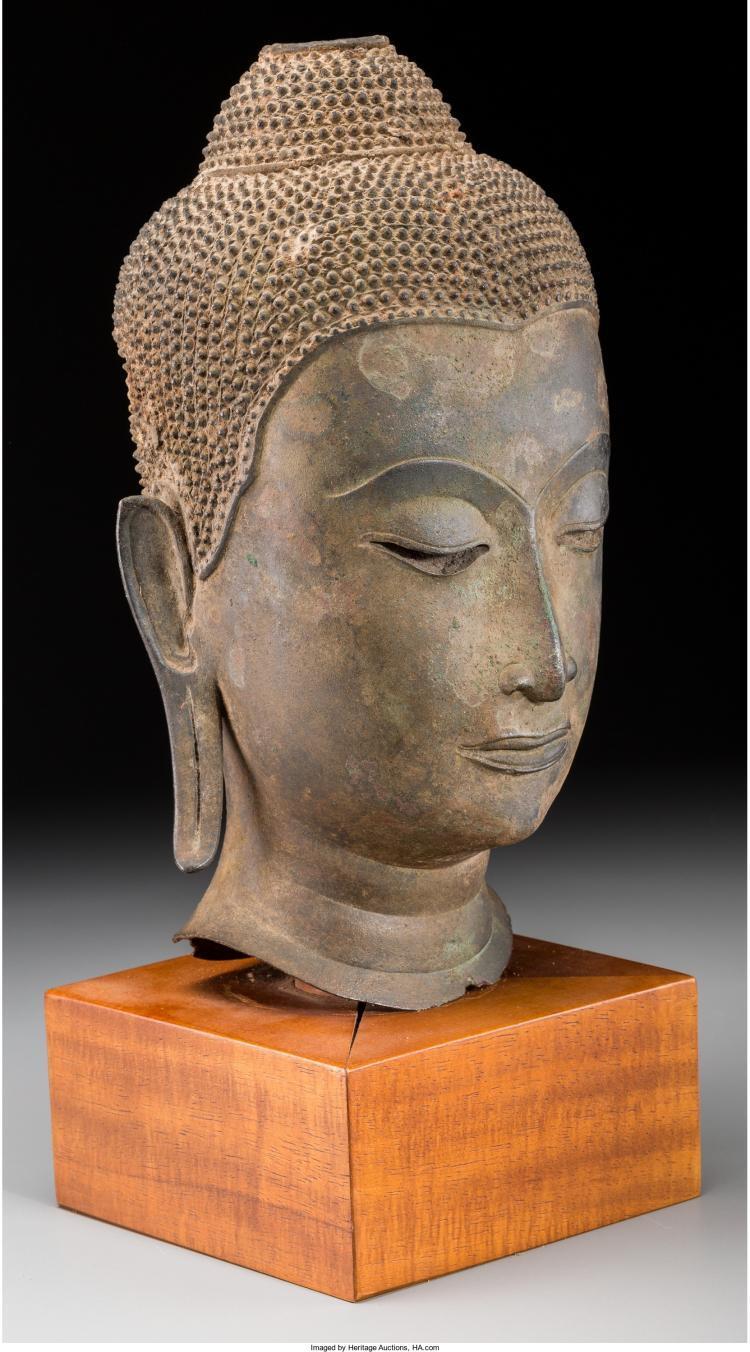 An Exceptional Thai Bronze Head of Buddha Shakyamuni, Ayatthuya Per... Lot 78323