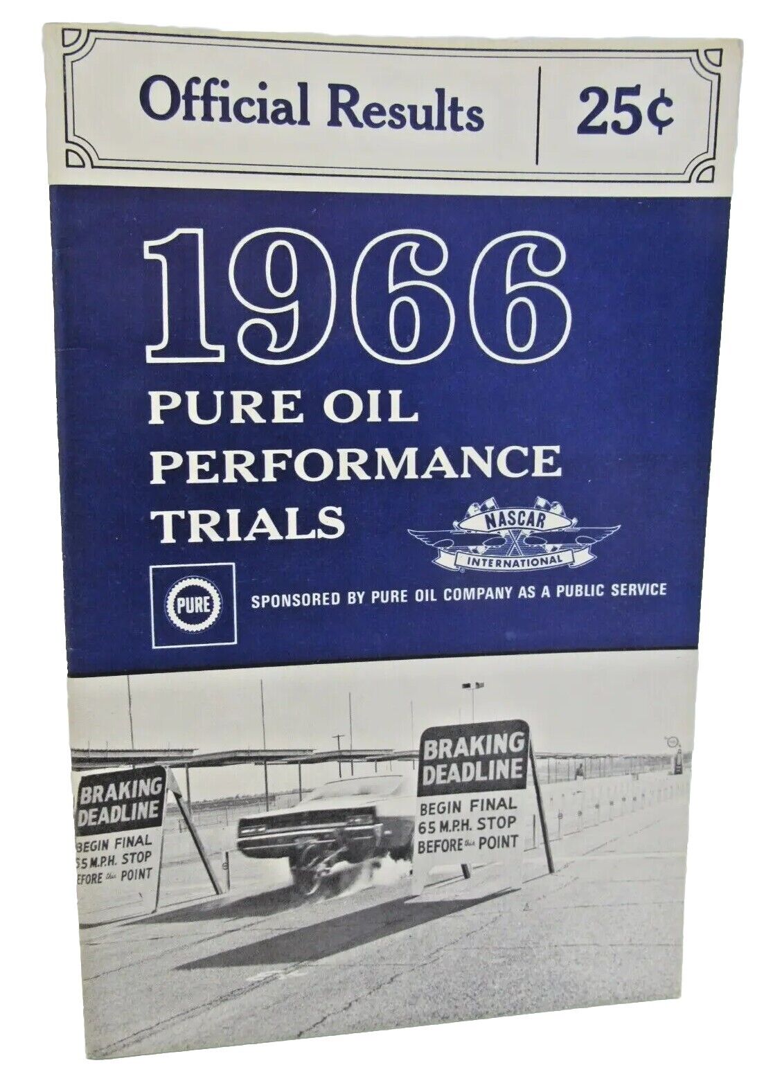  Rare 1966 Pure Oil Performance Trials Official Results NASCAR #PM-15