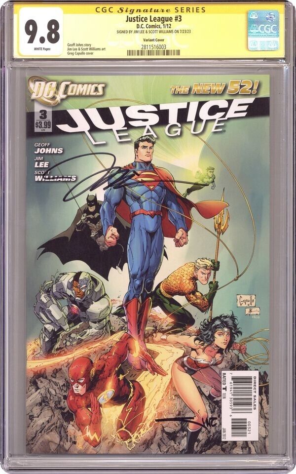 Justice League #3 - 2012 - CGC 9.8 - Signed by Jim Lee and Scott Williams