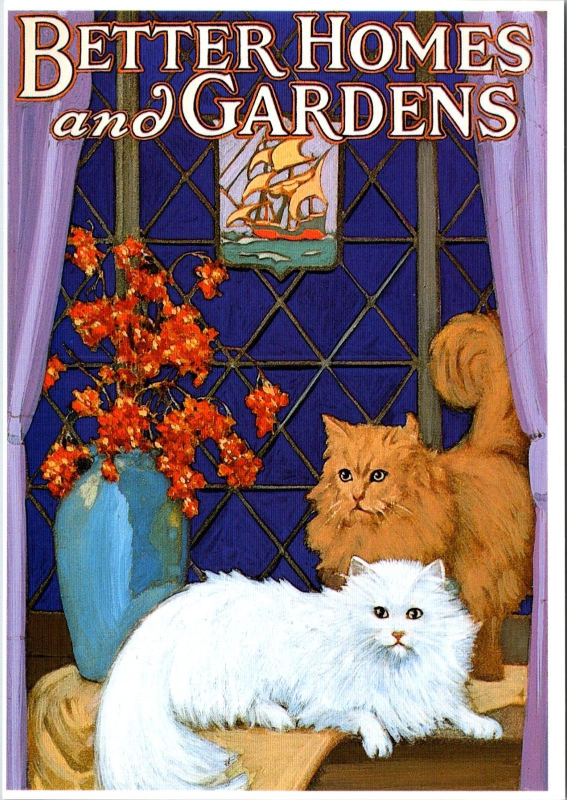 Art Postcard, Cats, Better Homes & Gardens Magazine Cover Illustration D3G