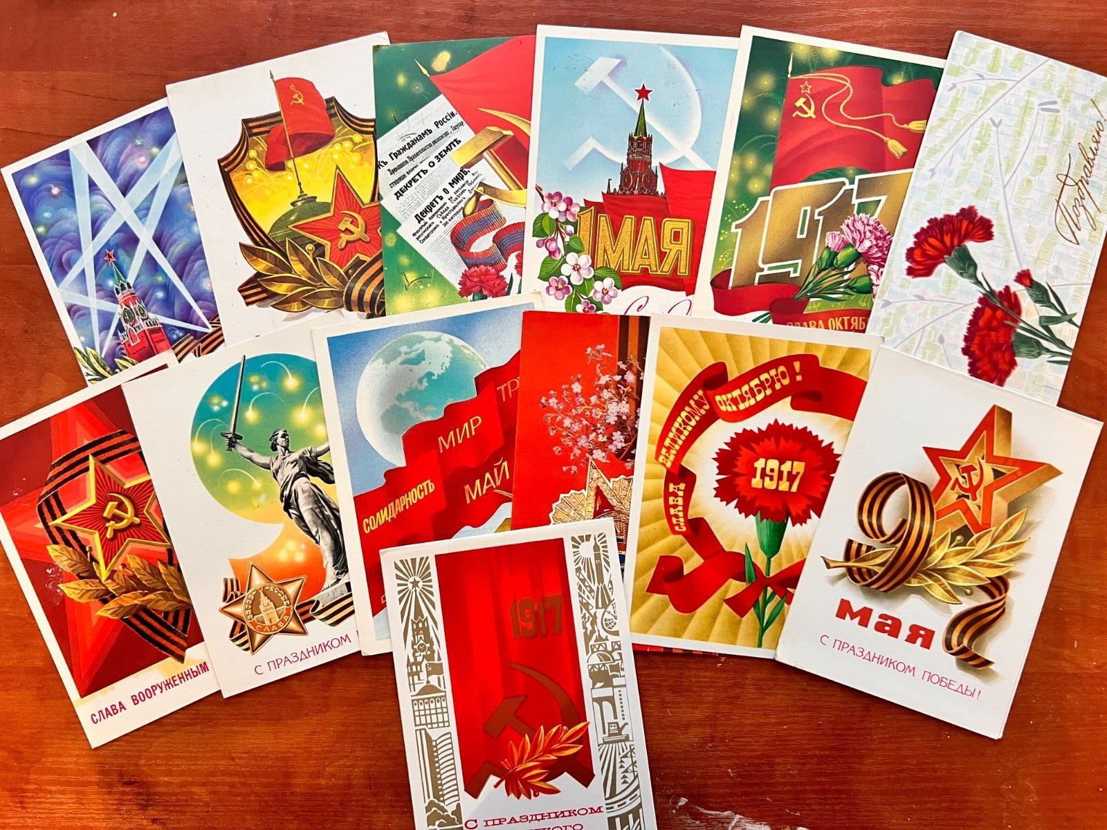 Lot of postcards Greeting Cards Soviet Propaganda 1 May 9th May Soviet postcards