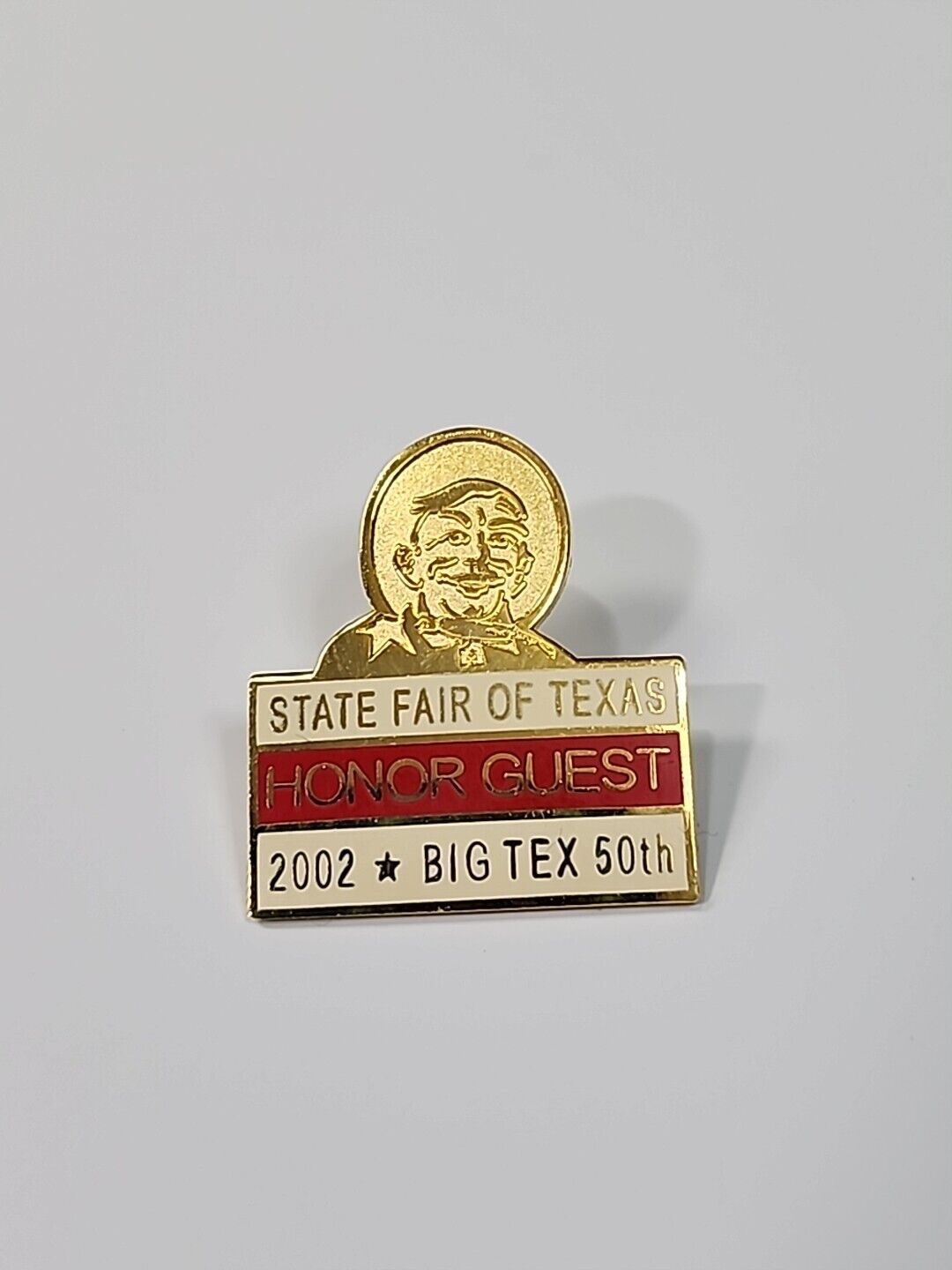 State Fair of Texas Honor Guest Badge Lapel Pin 2002 Big Tex 50th RARE