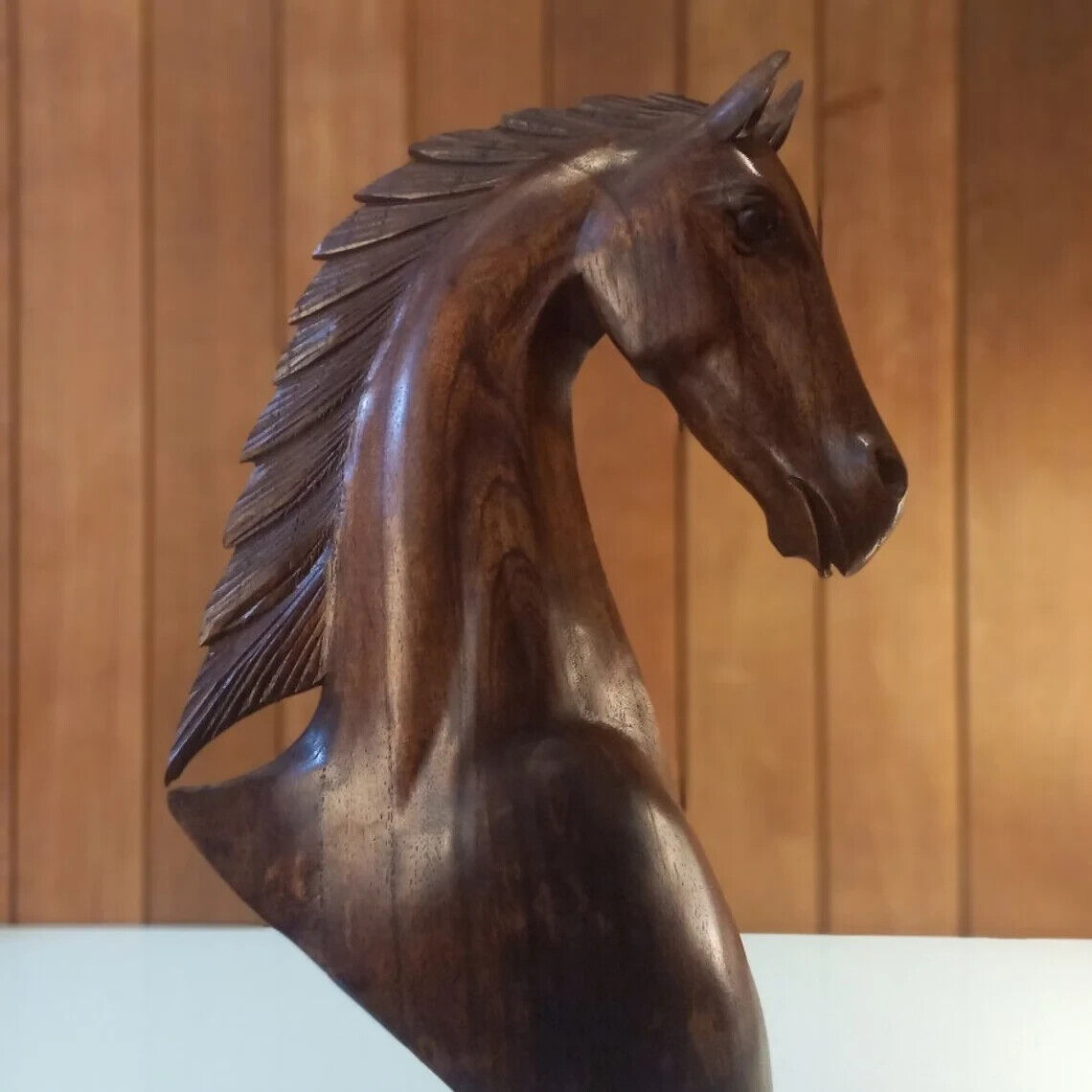 Wooden Horse Head Sculpture wood carving, Hand Carved Statue, Animal Lover