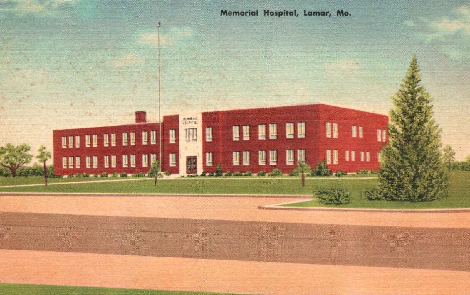 Vintage Postcard 1930\'s Memorial Hospital Lumar MO Missouri Color-Luke