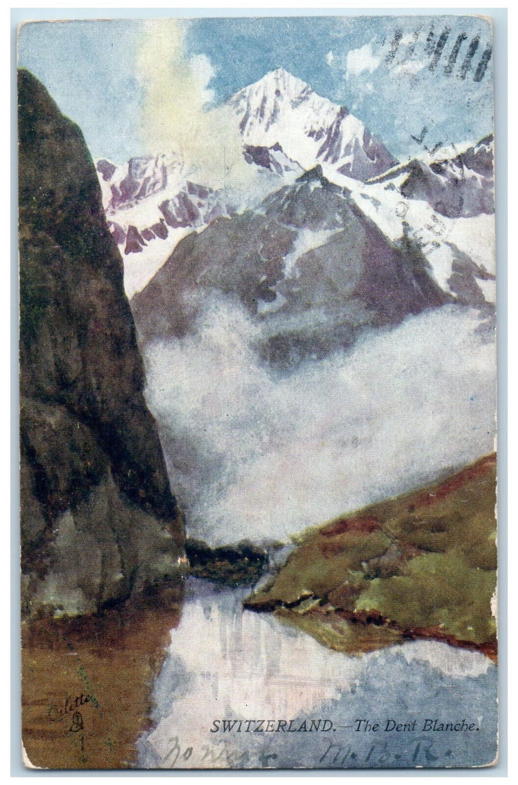 1906 The Dent Blanche Switzerland Turners Falls MA Oilette Tuck Art Postcard