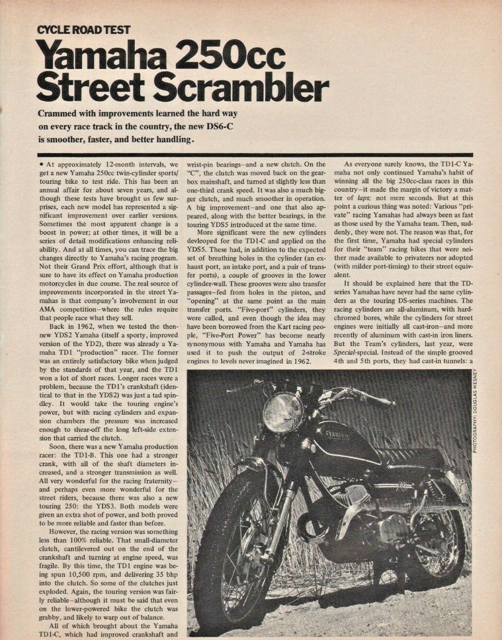 1969 Yamaha 250cc Street Scrambler - 4-Page Vintage Motorcycle Road Test Article