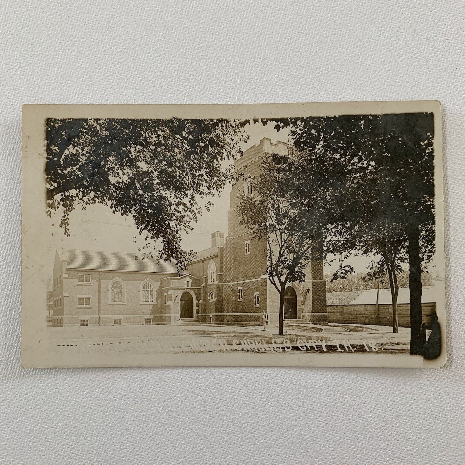 Antique RPPC Real Photograph Church Building Charles City IA