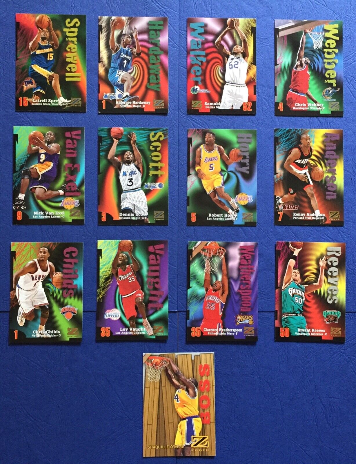 13 NBA Skybox Z-Force 1997-98 # 12 Regular + 1 Boss 97-98 Z Force Cards