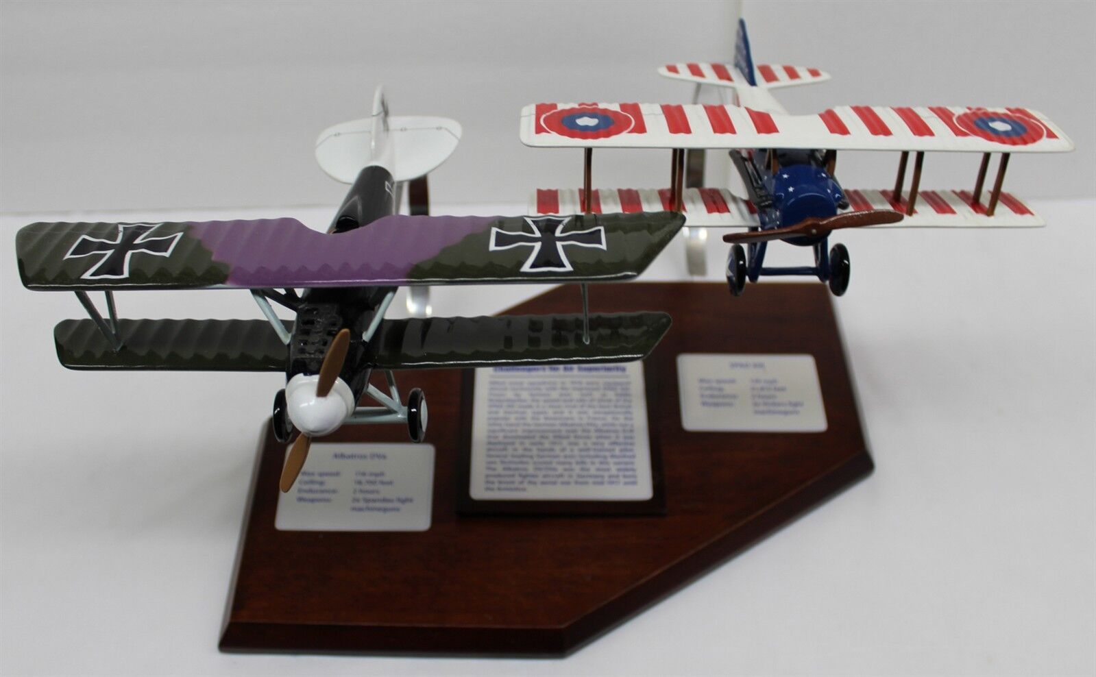 Desktop Model Airplane WWI SPAD XIII & Albatros DVa Wood Hand Crafted 23142