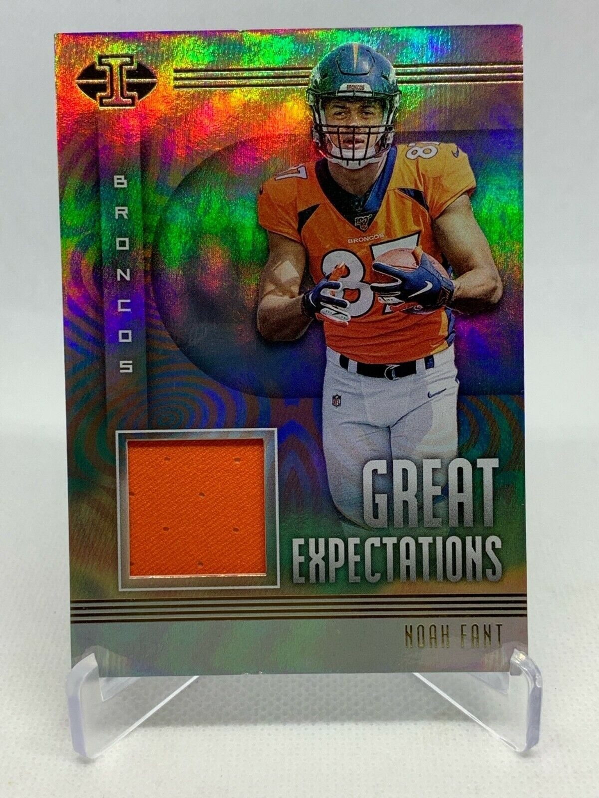 Noah Fant 2019 Panini Illusions Relic Jersey Rookie RC ( Broncos )