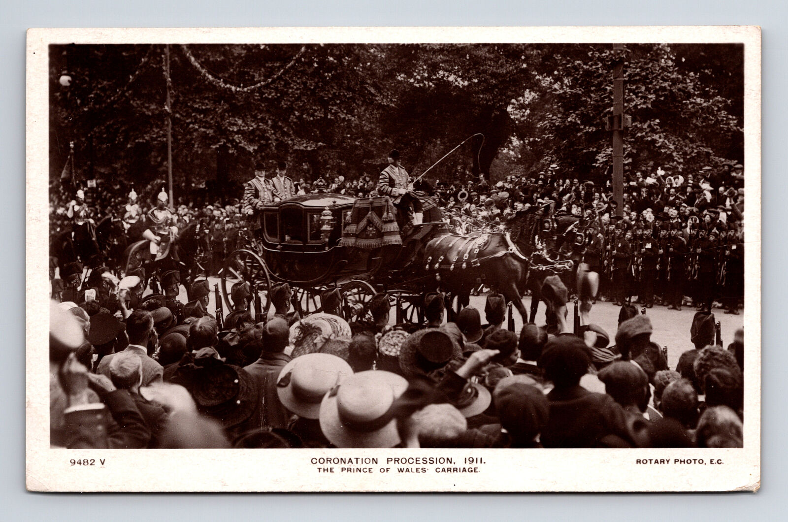 c1911 RPPC Coronation Procession Carriage Prince of Wales Postcard
