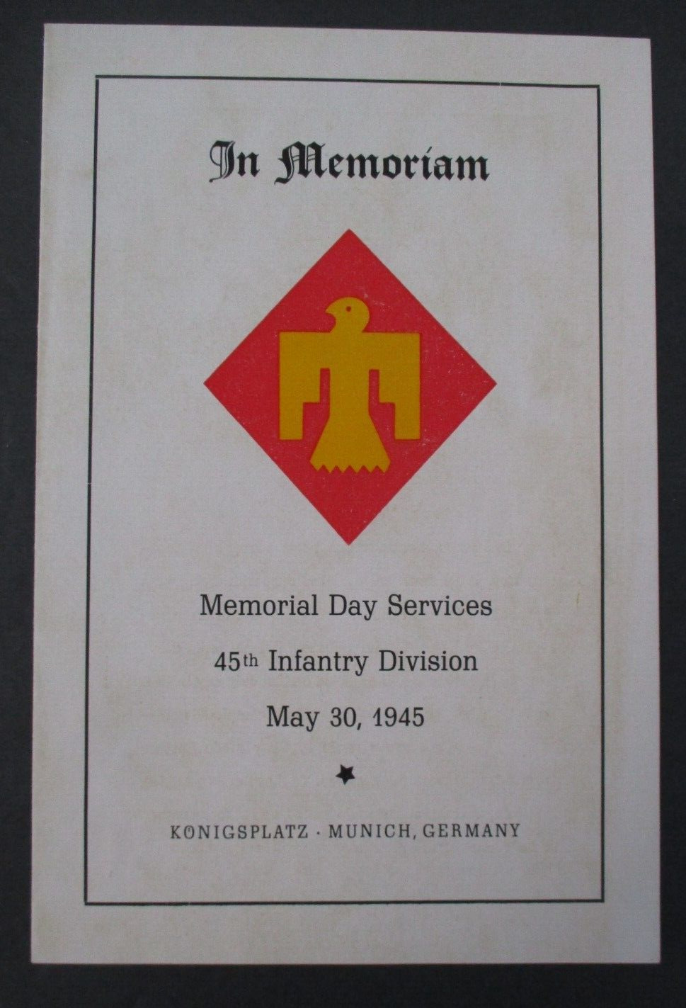 1945 Memorial Day Services Program, 45th Infantry Division