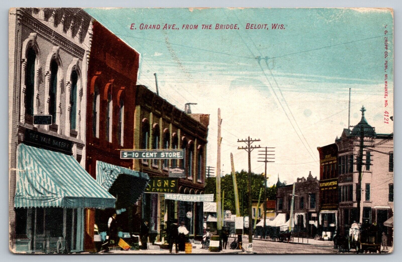 1907 E Grand Ave. From The Bridge Beloit Wisconsin WI Antique Postcard