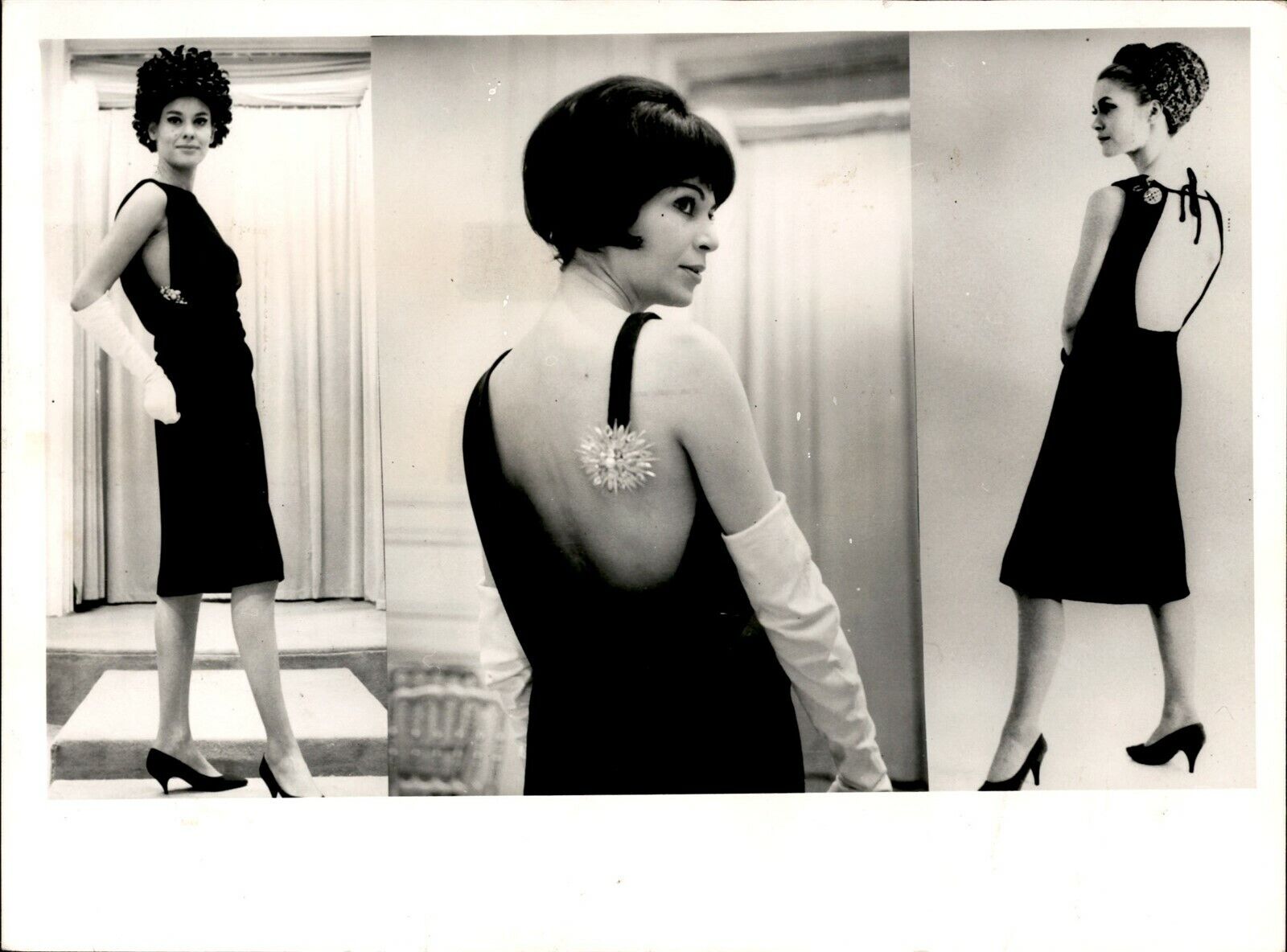LG905 1967 Original Photo MAGGY ROUFF WOMENS FASHION IN PARIS Daring Black Dress