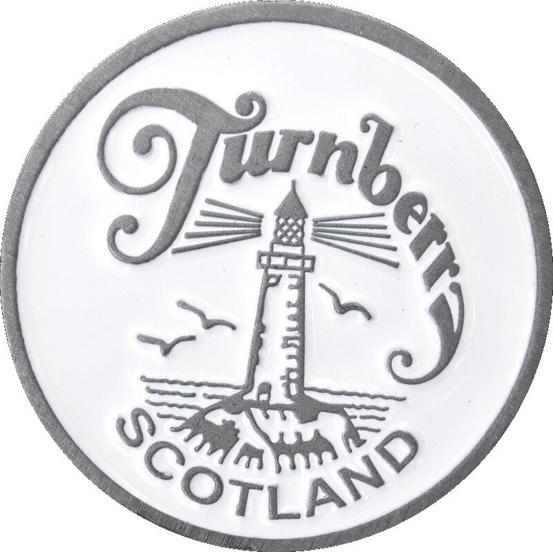 TURNBERRY (Scotland) - DUEL IN THE SUN - (WHITE) Logo FLAT Golf BALL MARKER