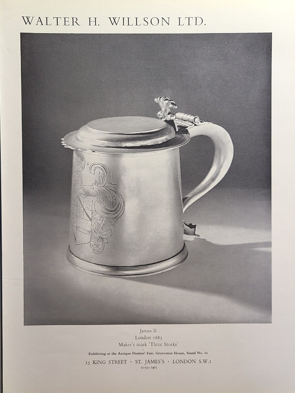 Walter H. Willson Ltd. London James II Cup Three Storks Vintage Print Ad 1967