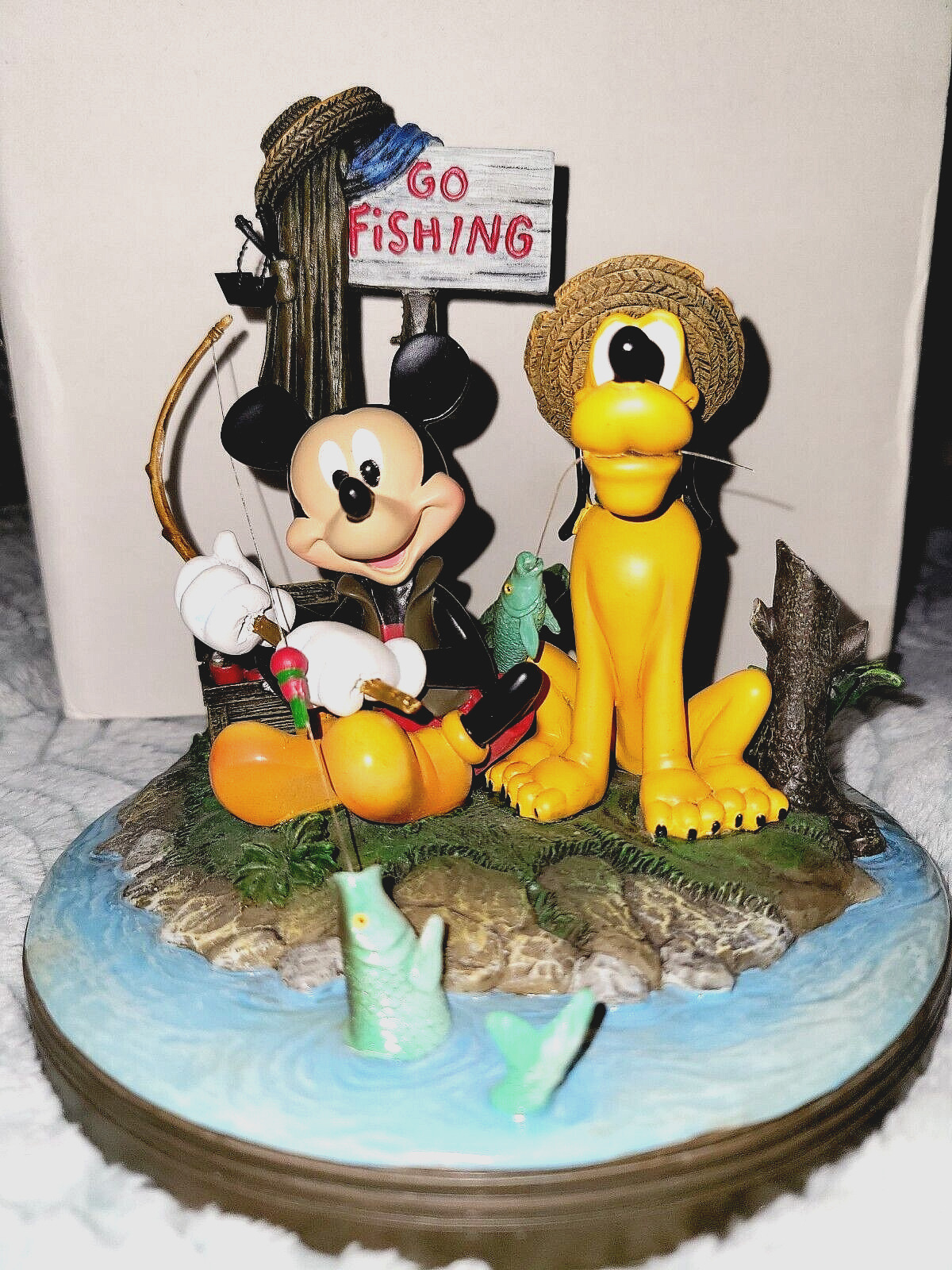 Mickey Mouse and Pluto Gone Fishing Charles and Bruce Boyer Sculptured Figure