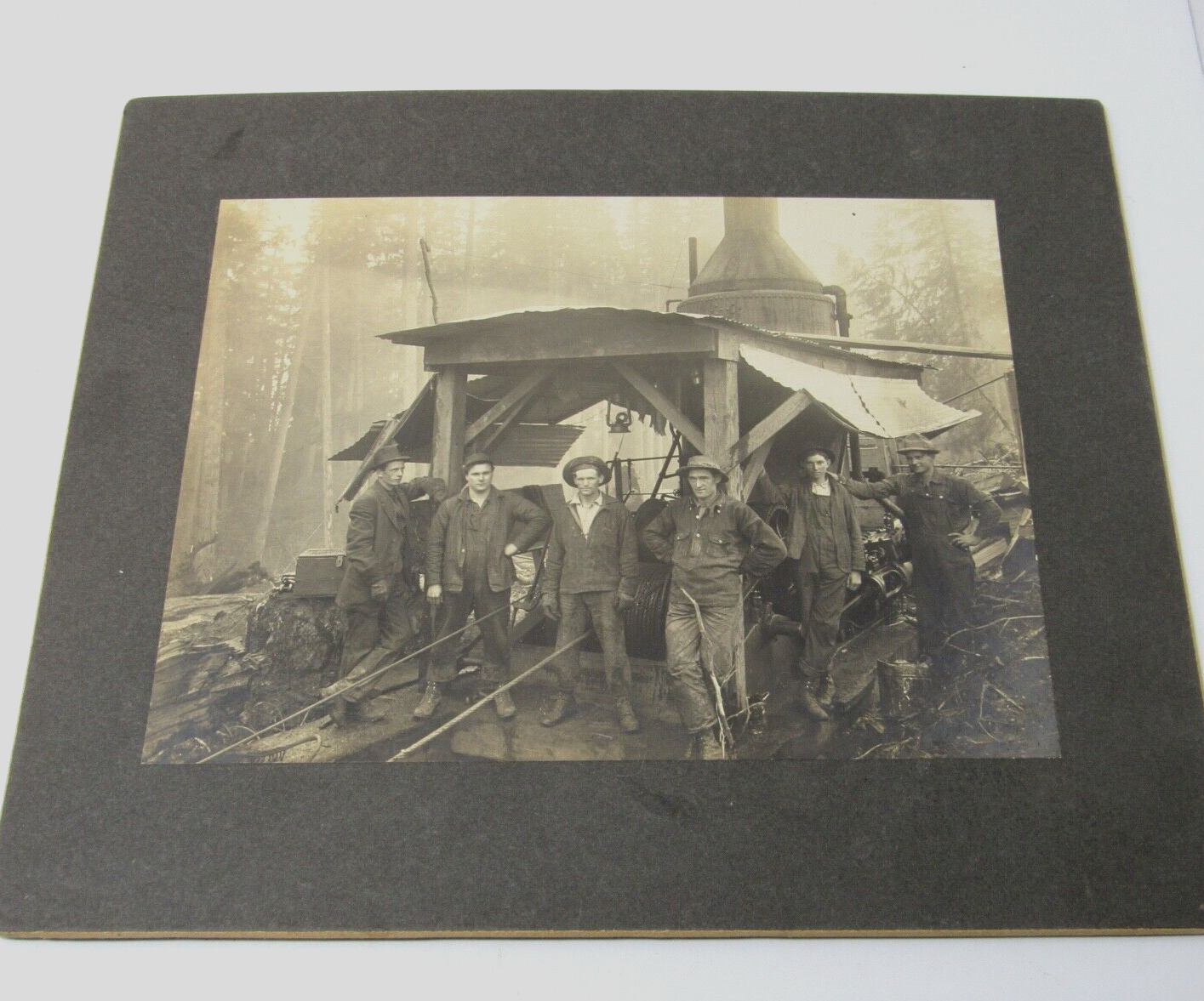 c1890s Steam Donkey Engine Cabinet Card Photo Loggers Logging Pacific Northwest?