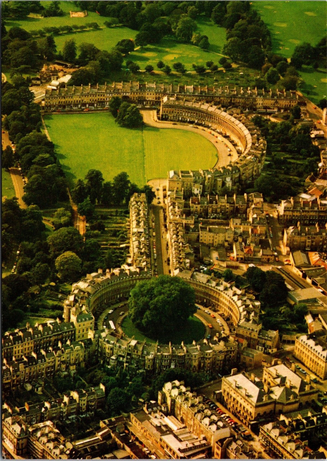 Postcard Aerial View Of Bath Showing The Royal Crescent and The Circus [am]