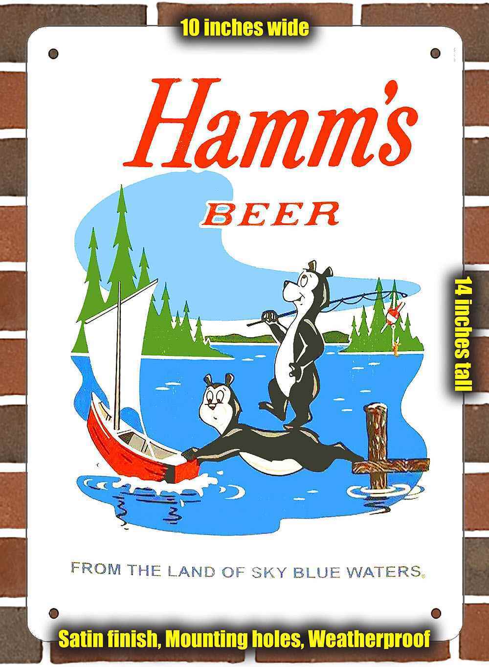 Metal Sign - 1956 Hamm\'s Beer Bears Fishing- 10x14 inches