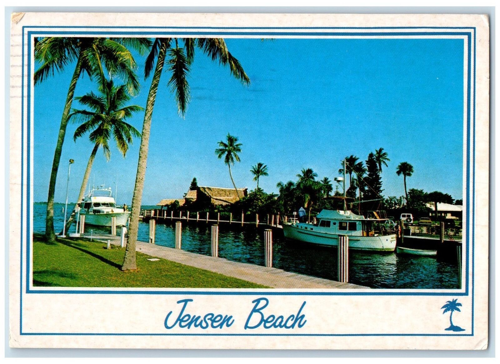 1990 Jensen Beach Boat Dock And Boats West Palm Beach  FL Posted Trees Postcard