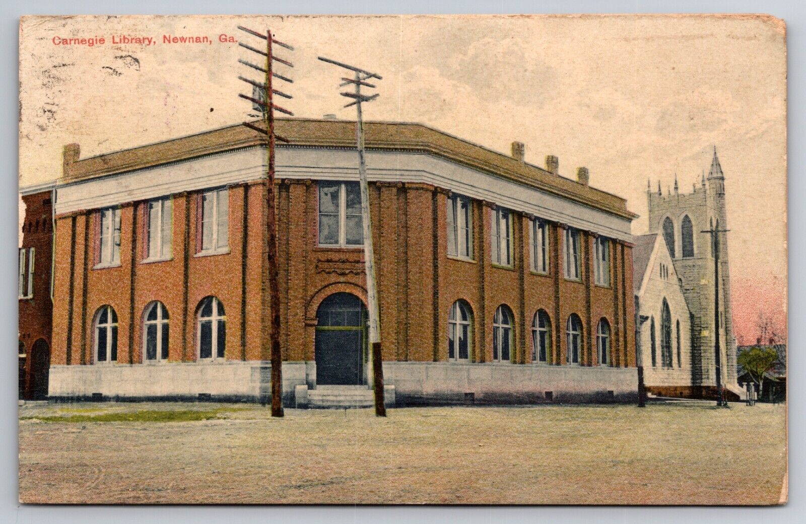 Carnegie Library Newnan Georgia GA 1911 Postcard