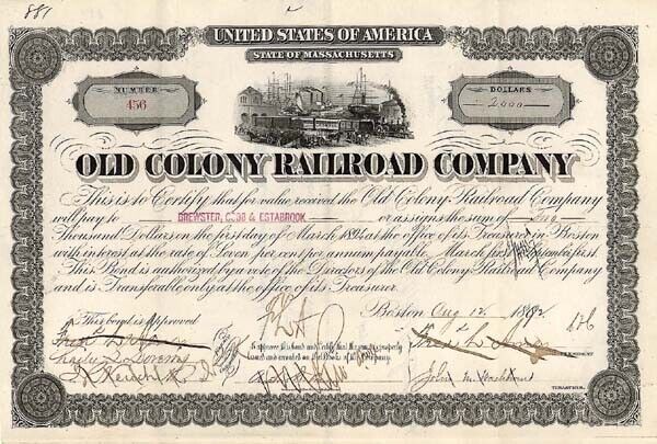 Old Colony Railroad Co. - Bond - Railroad Bonds