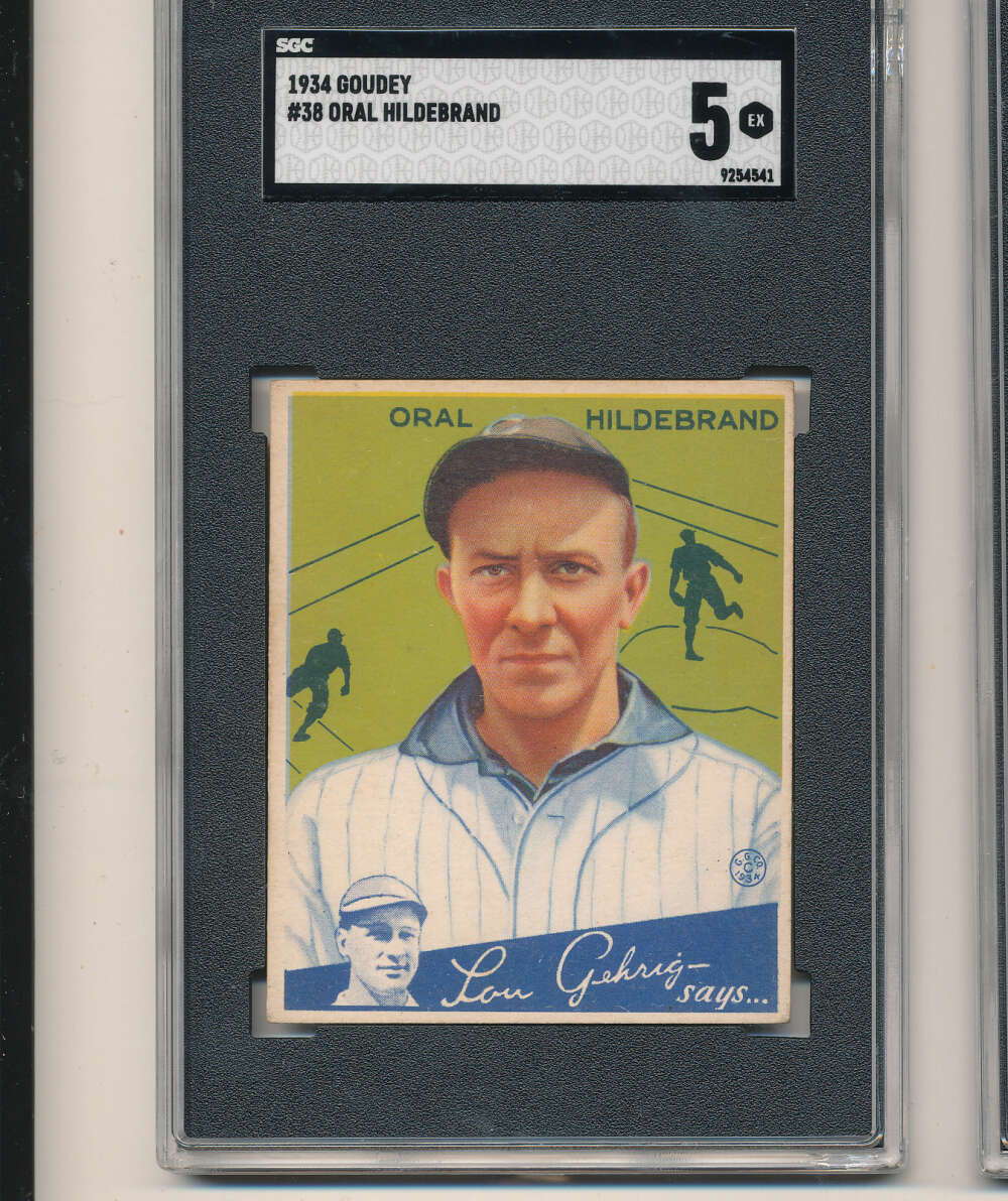 1934 Goudey Oral Hildebrand Cleveland Indians #38 card SGC 5 ex bxm3