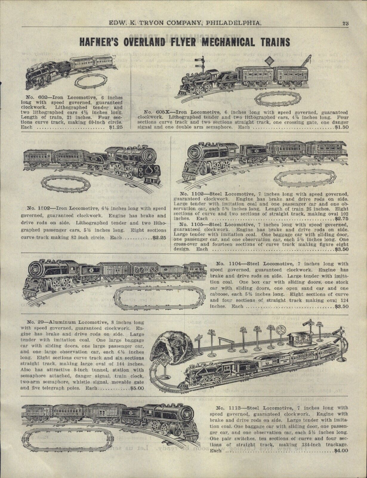 1931 PAPER AD Toy Hafner Overland Flyer Ives Mechanical Train Set Locomotive 