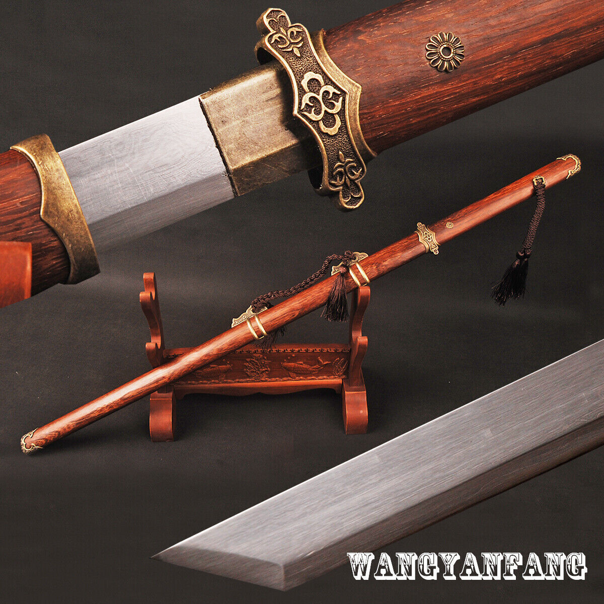 105CM Folded Steel Chinese Tang Dynasty Dao唐刀 Rosewood Katakirihadukuri Sword