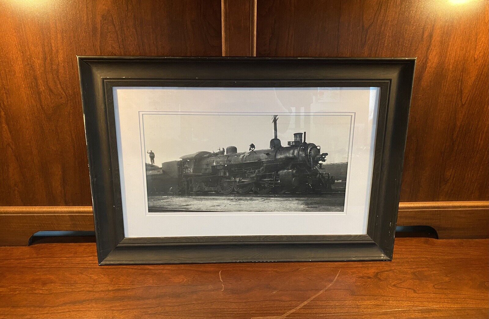 Old Train Locomotive Railroad Picture In Large Frame- Hobby Lobby