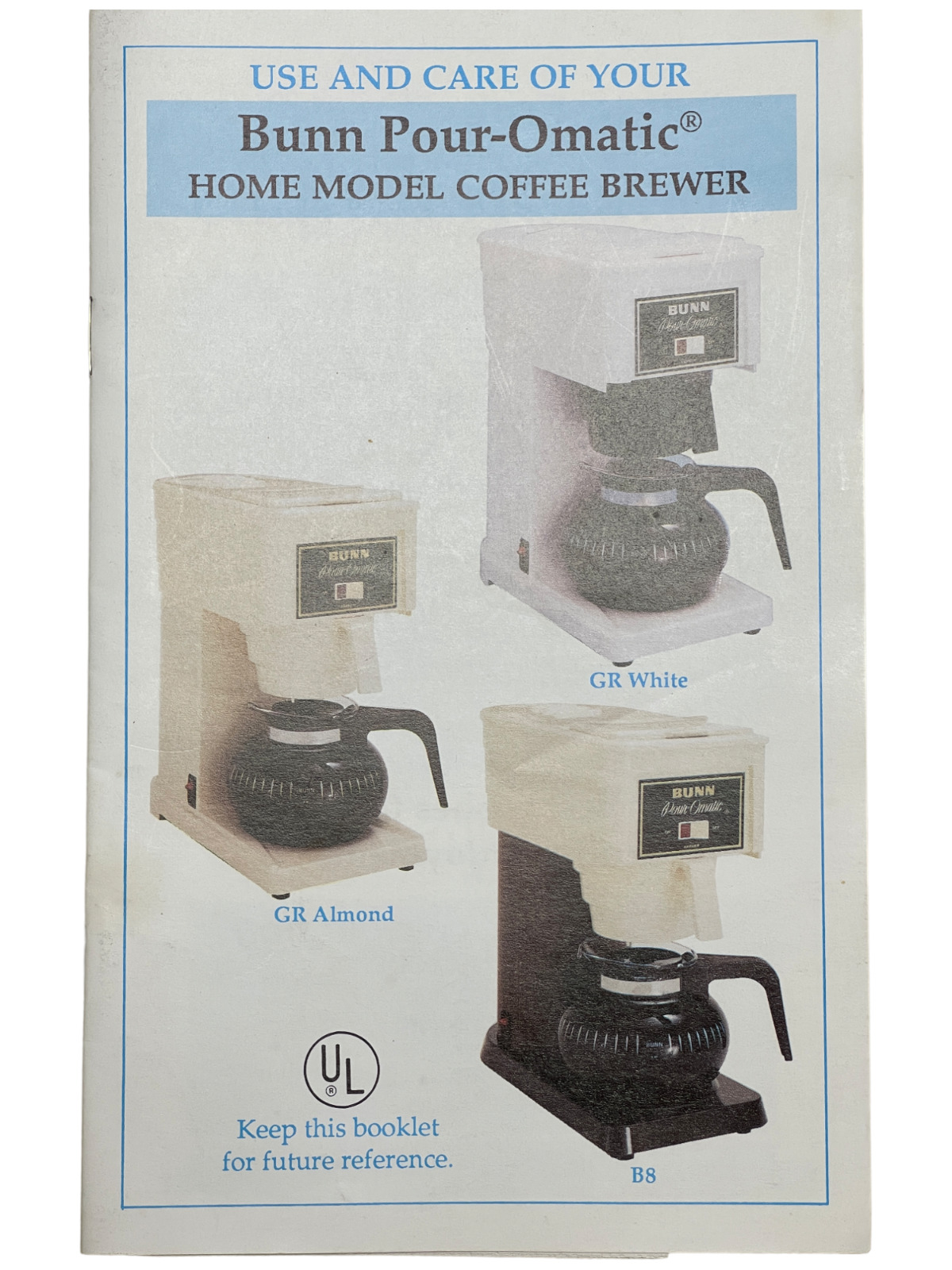 Vintage 1990 Bunn Pour-Omatic Coffee Brewer Instruction Manual GR Series