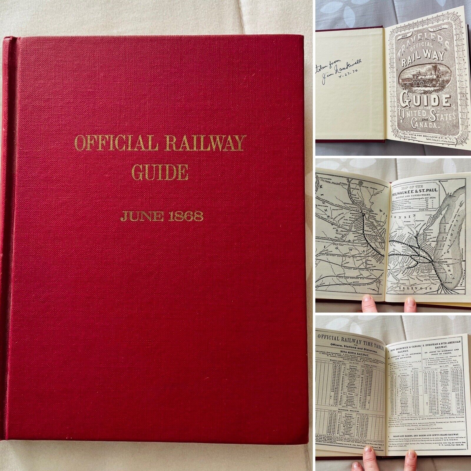 Official Railway Guide June 1868 REPRINT  1968 for 100yr Anniversary Hard Cover